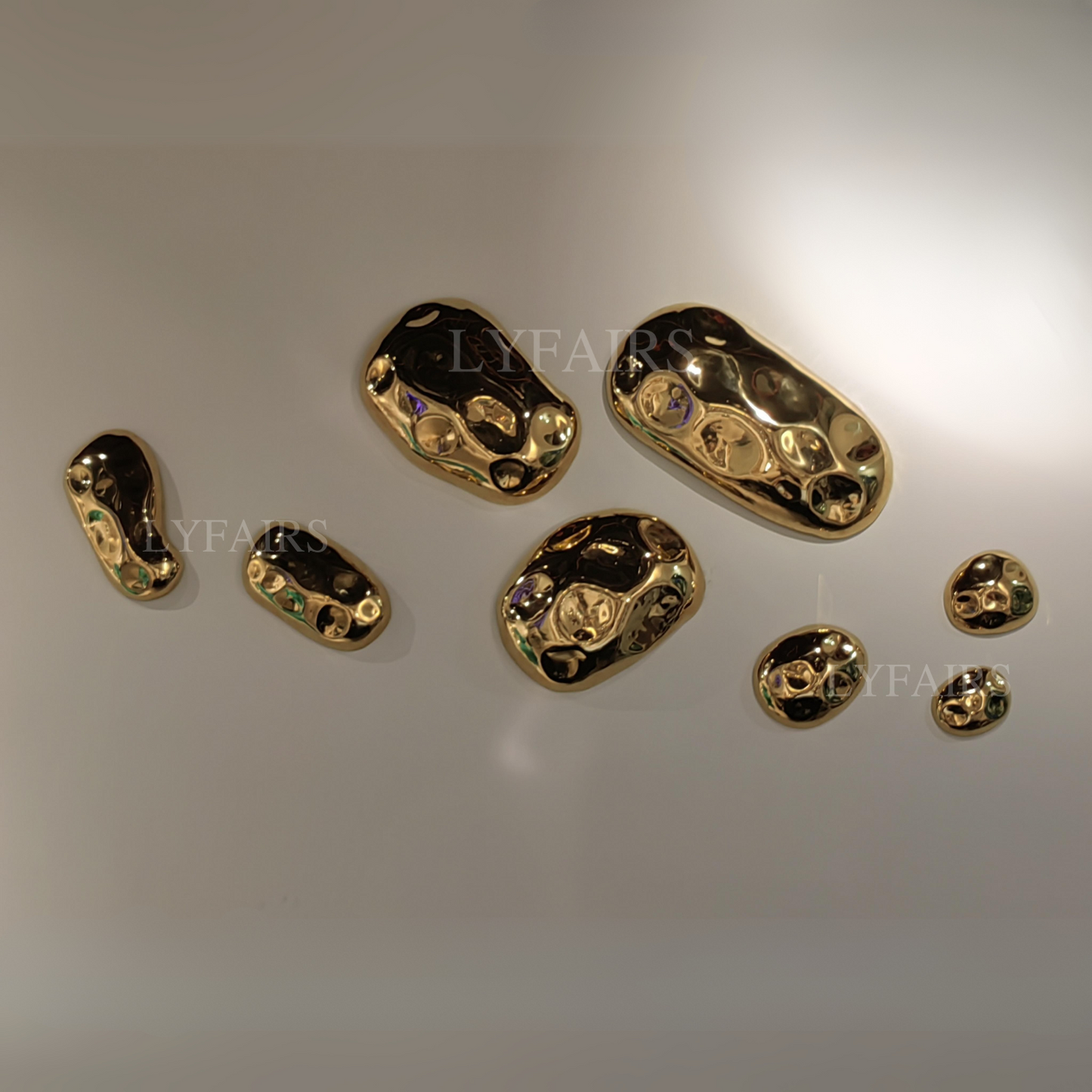 Handcrafted Golden Peanut Shell Stainless Steel Wall Decor Set