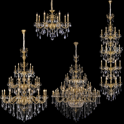 Baroque Revival Unique Patterned Antique Brass Chandelier Series