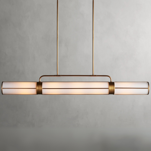 Modern Linear Milky Glass Tube Chandelier