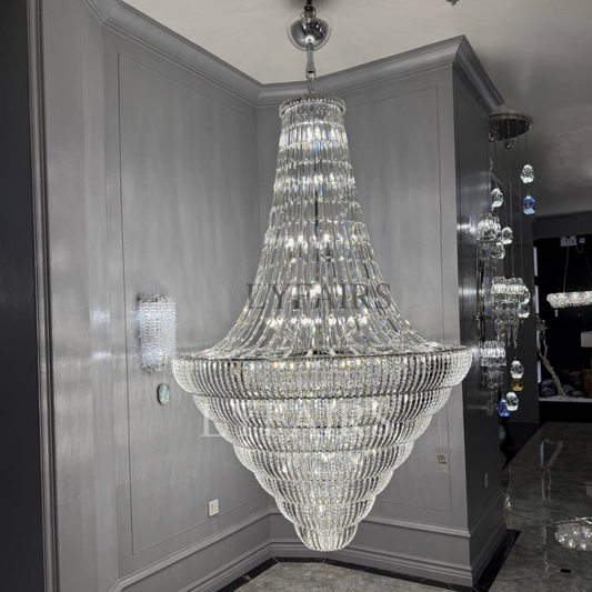 Champagne Tower-shaped Inverted Conical Crystal Chandelier