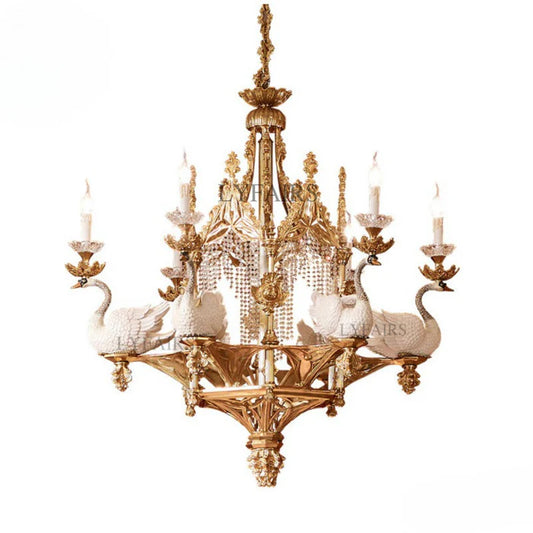 LYFAIRS x FH&Home Baroque Swan Symphony Chandelier for Palace/Hotel