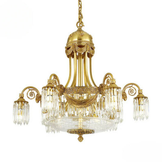 LYFAIRS x FH&Home Baroque Brass Festoon Handecrafted Glass Crystal Chandelier SKU DY-02504089