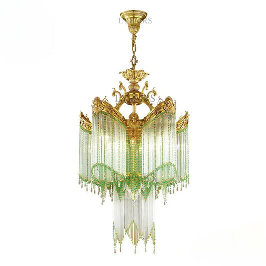 LYFAIRS x FH&Home Baroque Swag-like Glass Rods Crystal Chandelier