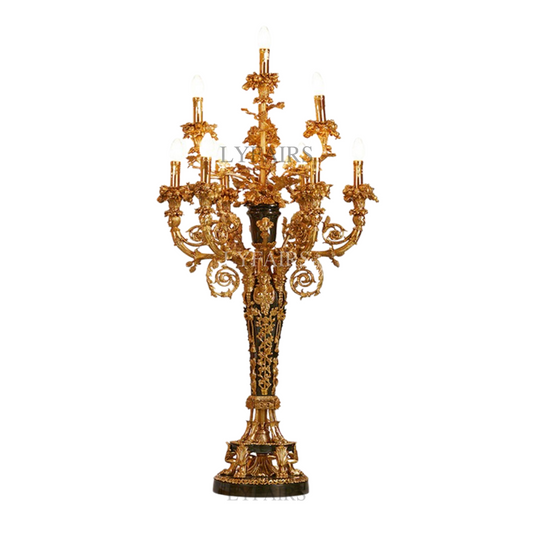 LYFAIRS x FH&Home Baroque Exquisite Brass Carved Vines Table Lamp