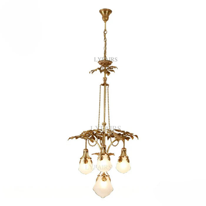 LYFAIRS x FH&Home Brass Leaves Fruit-inspired Glass Chandelier