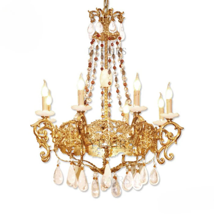 LYFAIRS x FH&Home Luxurious Baroque Droplet Brass Chandelier