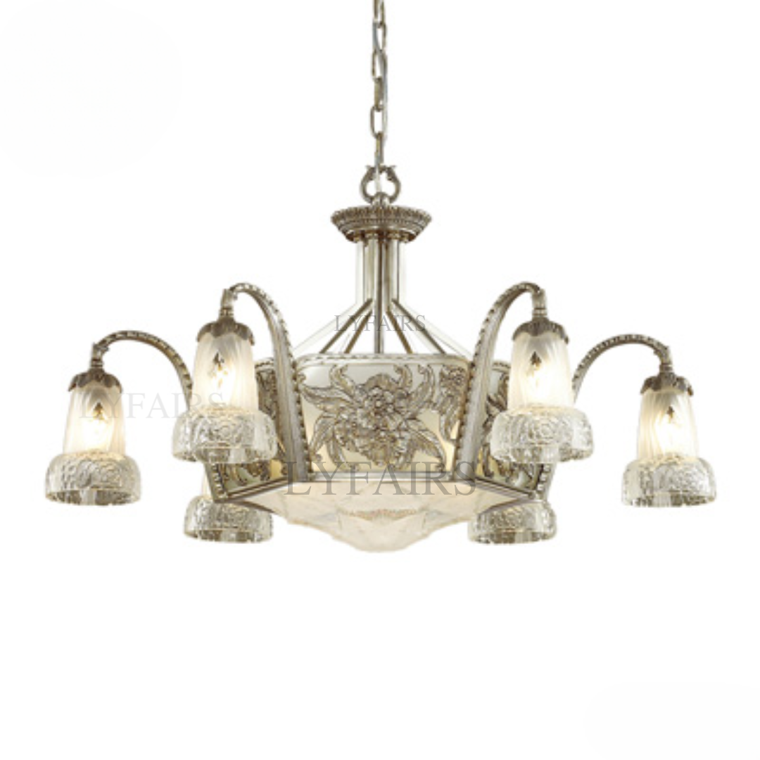 Lustre délicat en argent antique à fleurs LYFAIRS x FH&amp;Home