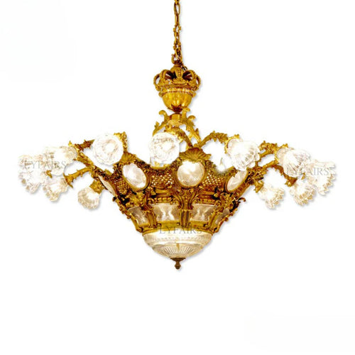 LYFAIRS x FH&Home Baroque Elegant Floral Glass Chandelier