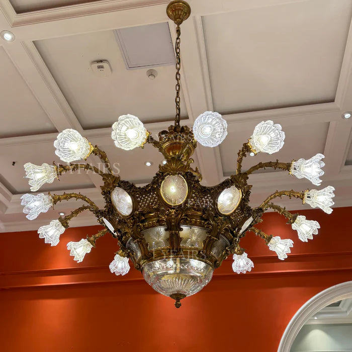 LYFAIRS x FH&Home Baroque Elegant Floral Glass Chandelier