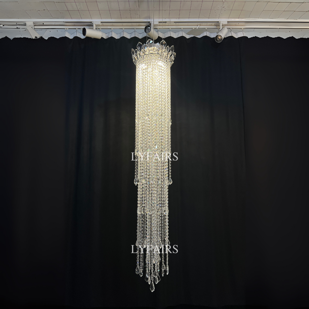 Lampadario di lusso extra large con nappa di cristallo per scale/corridoio ai piani alti/soppalco