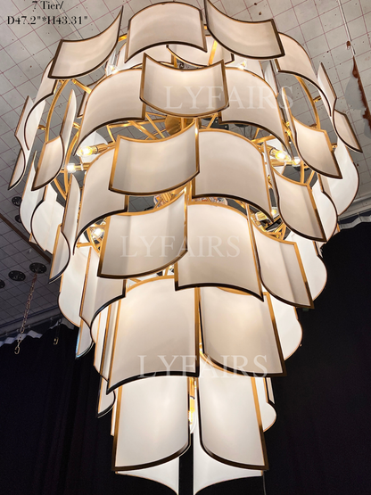 Lampadario moderno in piastrelle acriliche per soffitti alti