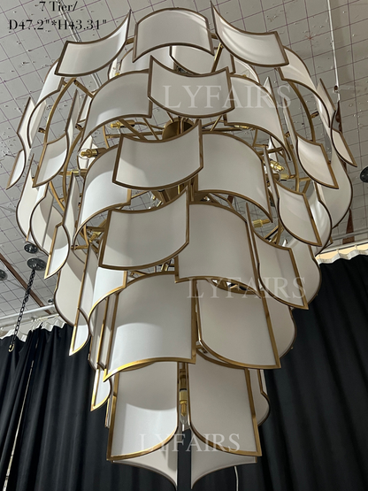 Lampadario moderno in piastrelle acriliche per soffitti alti
