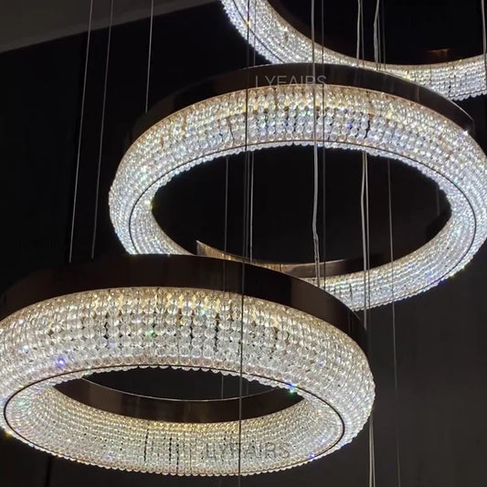 Lustre en cristal rond/ovale minimaliste moderne pour plafond haut/bas