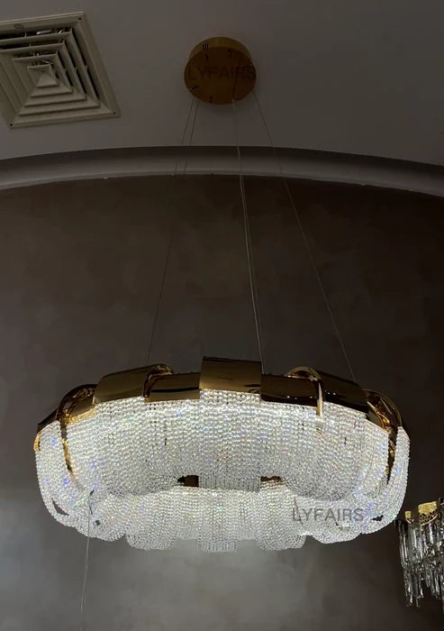 Modern Round Donut Crystal Chandelier for Low-ceiling