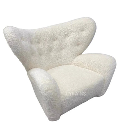 Sedia imbottita in stile antico francese di medie dimensioni color crema