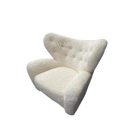 Sedia imbottita in stile antico francese di medie dimensioni color crema