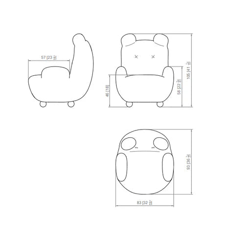 S/M/L Size Lovely Bear Fabric Sofa Chair for Family Members