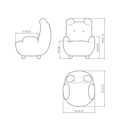 S/M/L Size Lovely Bear Fabric Sofa Chair for Family Members