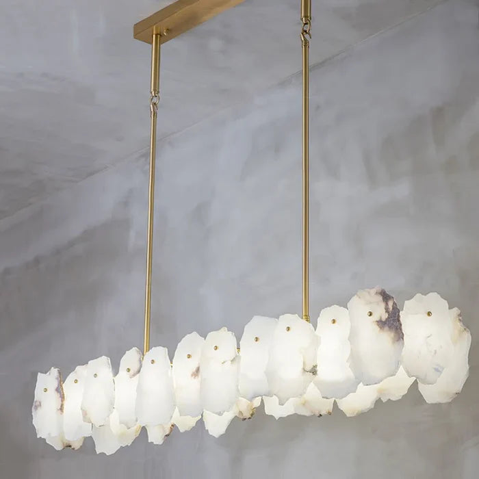Modern Round/Linear Alabaster Chandelier for Living Room/Dining Room/Kitchen Island