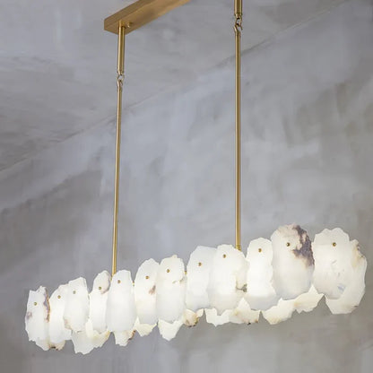 Modern Round/Linear Alabaster Chandelier for Living Room/Dining Room/Kitchen Island