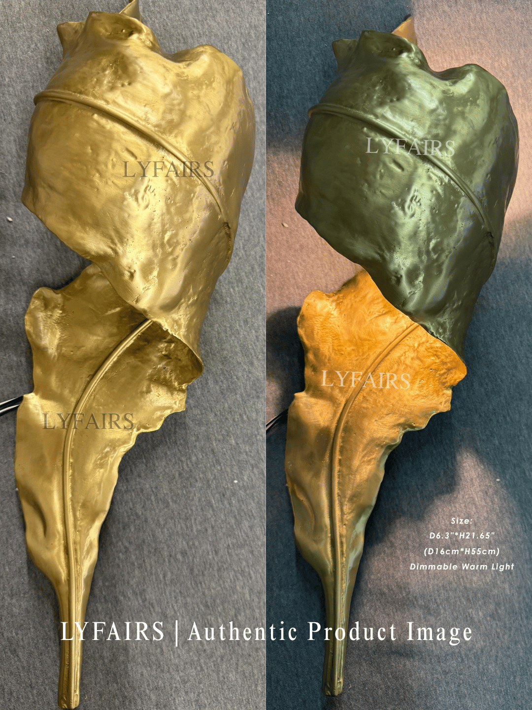 Luxury Sculptural Brass Forged Leaf Wall Light