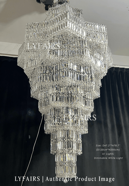 Lustre en cristal de luxe extra large à plusieurs niveaux pour hall d'hôtel / hall d'entrée à deux étages / salon à haut plafond