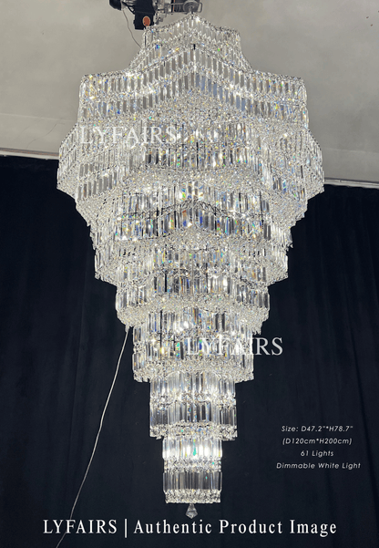 Lustre en cristal de luxe extra large à plusieurs niveaux pour hall d'hôtel / hall d'entrée à deux étages / salon à haut plafond