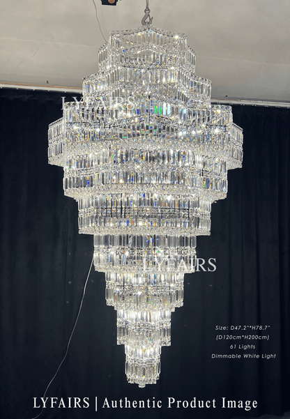 Lustre en cristal de luxe extra large à plusieurs niveaux pour hall d'hôtel / hall d'entrée à deux étages / salon à haut plafond