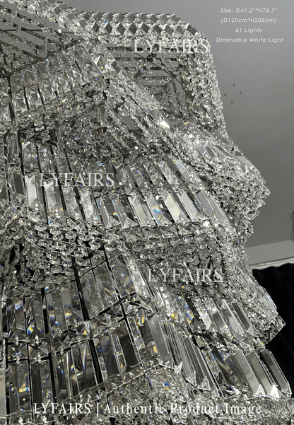 Lustre en cristal de luxe extra large à plusieurs niveaux pour hall d'hôtel / hall d'entrée à deux étages / salon à haut plafond