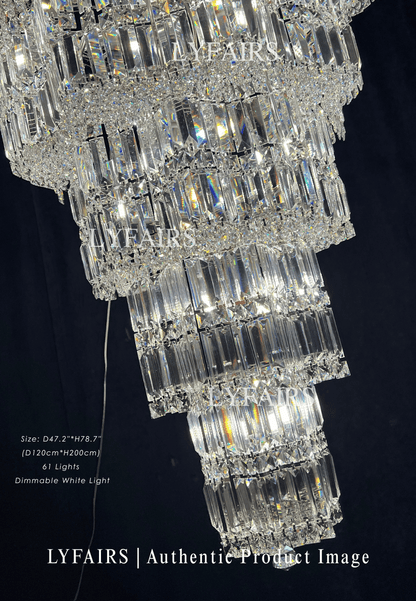 Lustre en cristal de luxe extra large à plusieurs niveaux pour hall d'hôtel / hall d'entrée à deux étages / salon à haut plafond