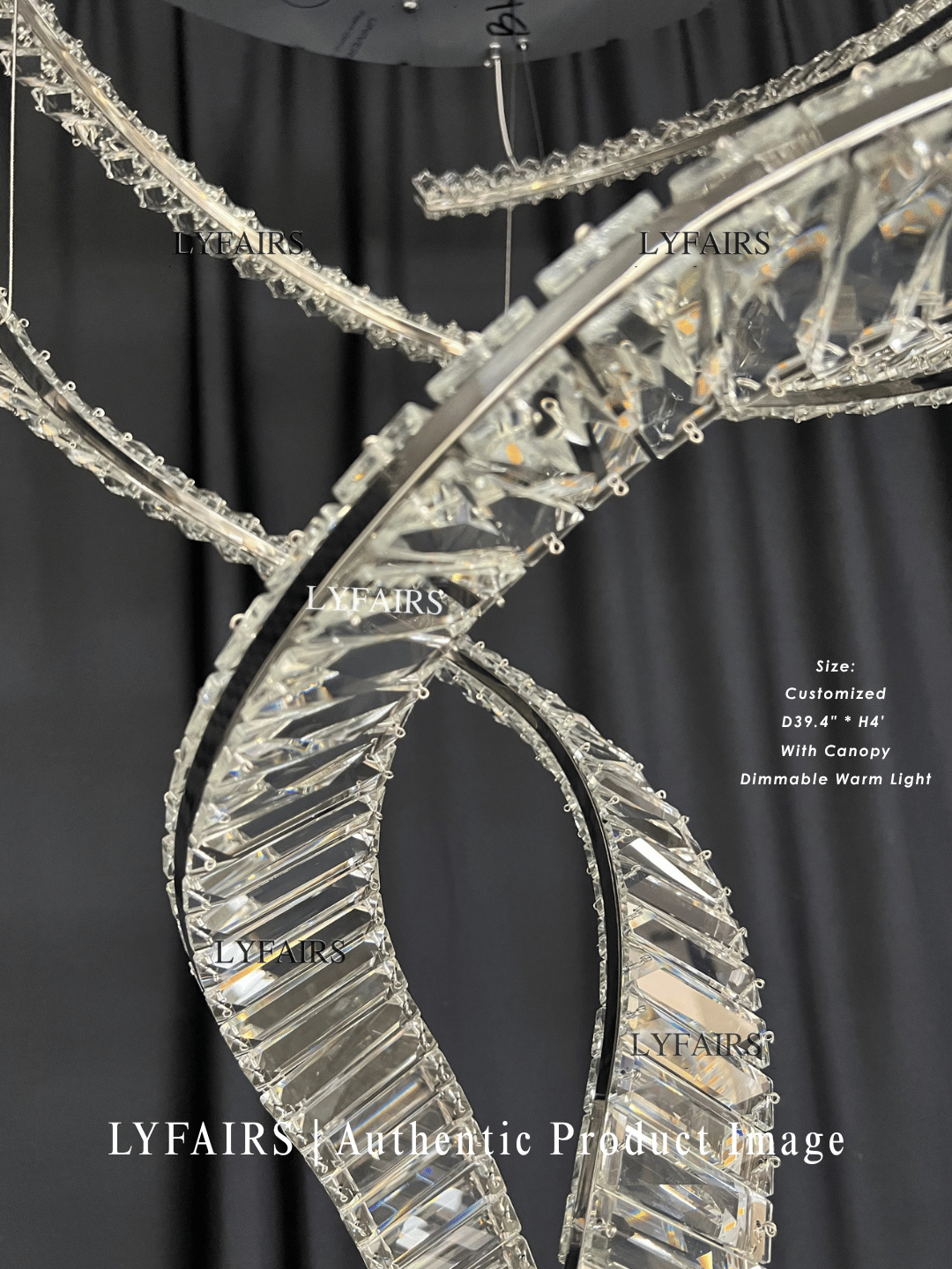 Plafonnier design pour salon, hall d'entrée, lustre élégant en cristal en spirale pour plafond haut