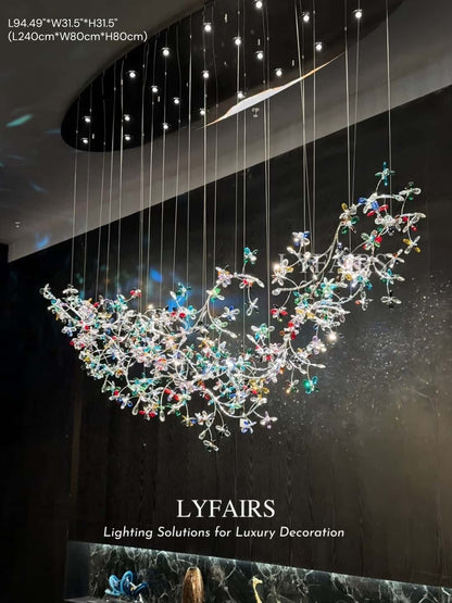 Luxury Floating Branches Crystal Flower Chandelier for High Ceiling/Mansion/Hotel