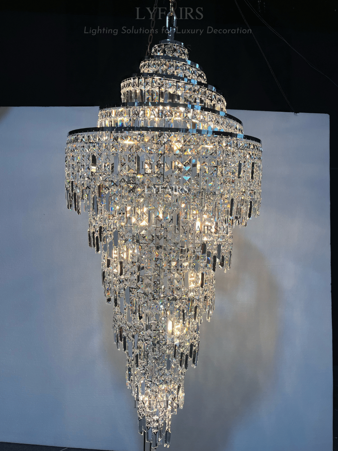 Modern Grand Spiral Tower Multi‑Tier Crystal Chandelier