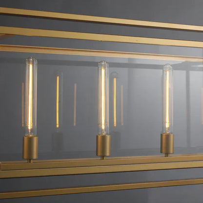 Modern Linear Steel Glass Lampshade Chandelier for Dining Room/Kitchen Island