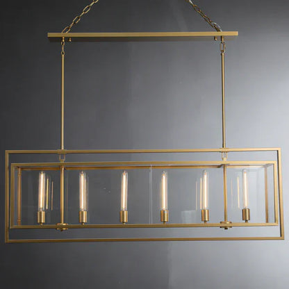 Modern Linear Steel Glass Lampshade Chandelier for Dining Room/Kitchen Island