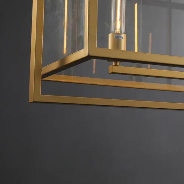 Modern Linear Steel Glass Lampshade Chandelier for Dining Room/Kitchen Island