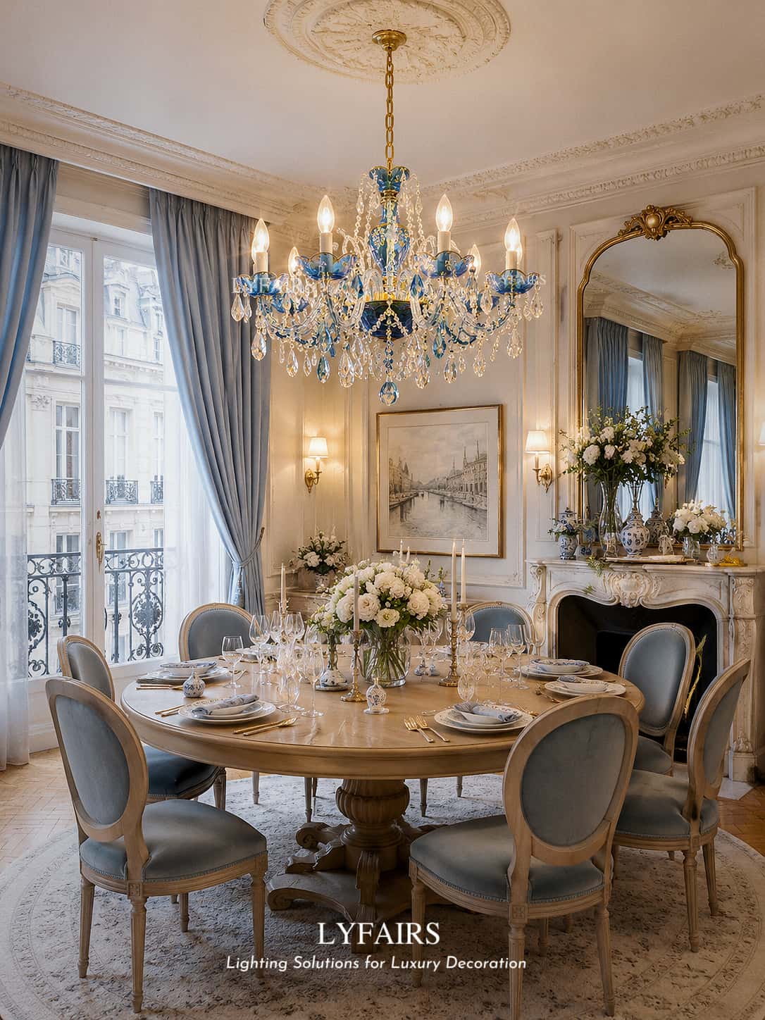 Lampadario di design francese romantico in cristallo blu, lampadario moderno a forma di candela, per camera da letto/soggiorno/sala da pranzo.