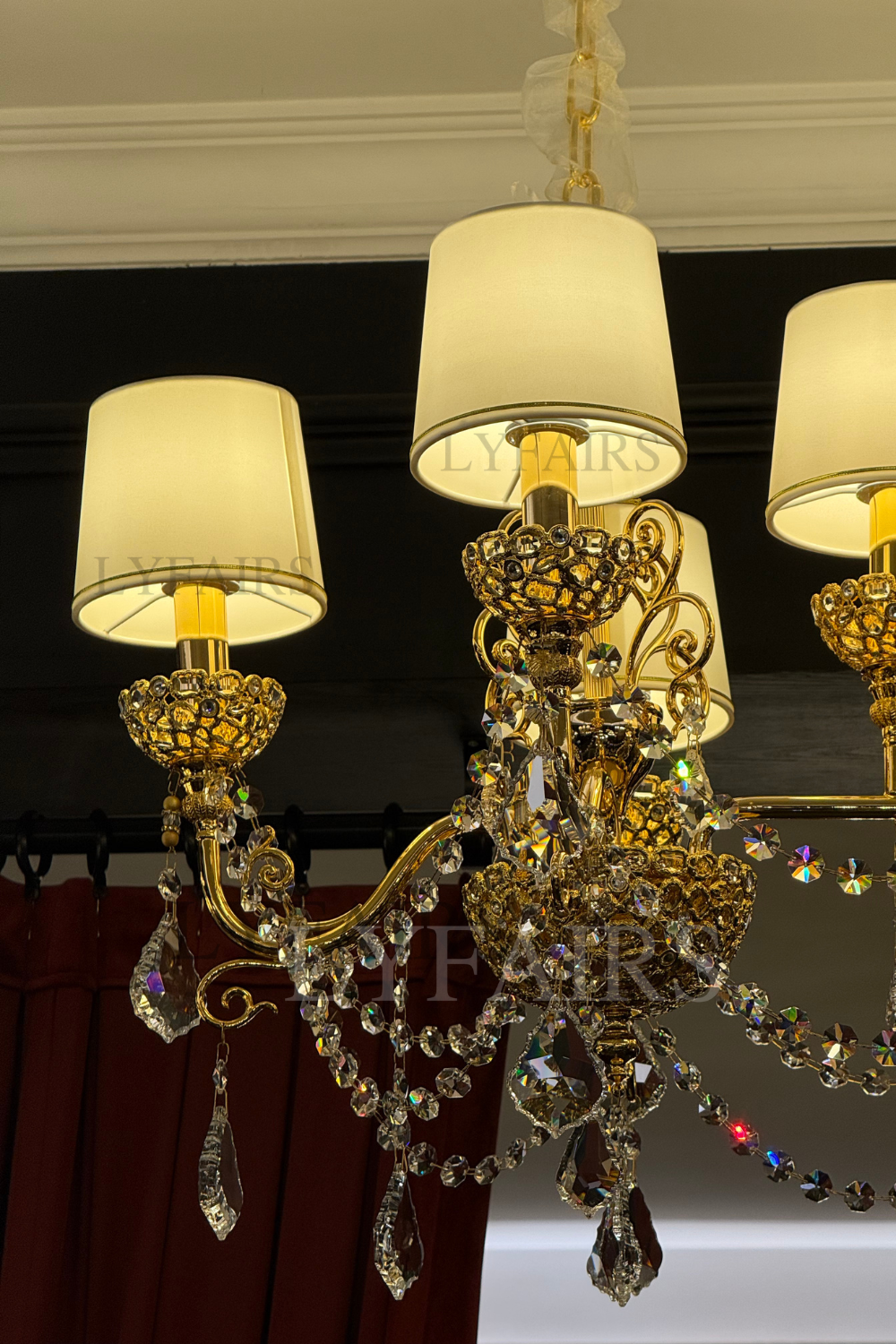 Vintage Baroque Palace Style Gilded Crystal Candle Chandelier Collection