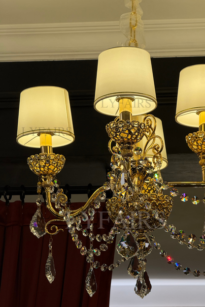 Vintage Baroque Palace Style Gilded Crystal Candle Chandelier Collection