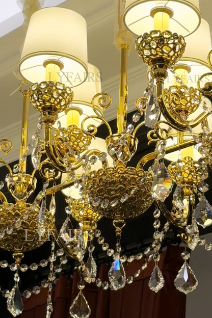 Vintage Baroque Palace Style Gilded Crystal Candle Chandelier Collection