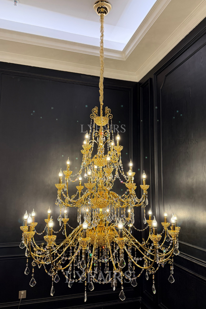 Vintage Baroque Palace Style Gilded Crystal Candle Chandelier Collection