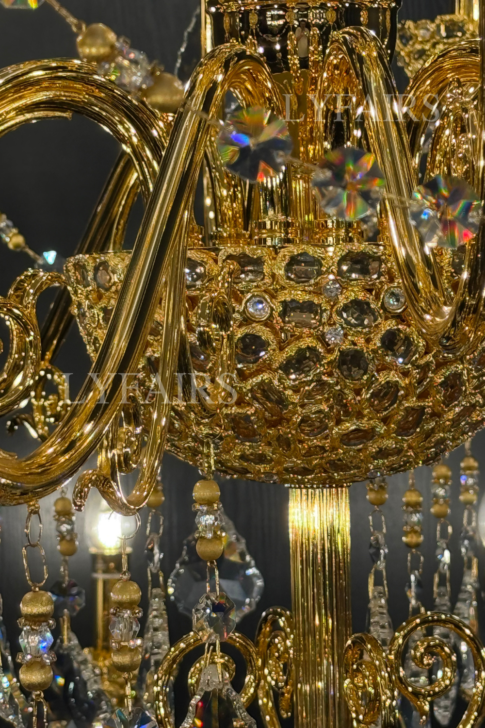 Vintage Baroque Palace Style Gilded Crystal Candle Chandelier Collection