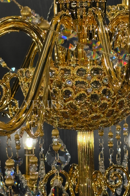 Vintage Baroque Palace Style Gilded Crystal Candle Chandelier Collection