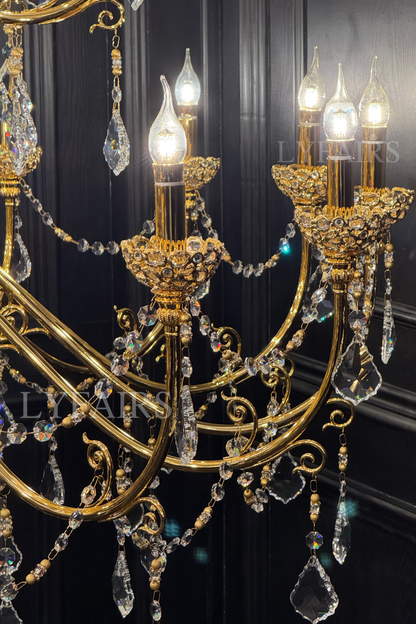 Vintage Baroque Palace Style Gilded Crystal Candle Chandelier Collection