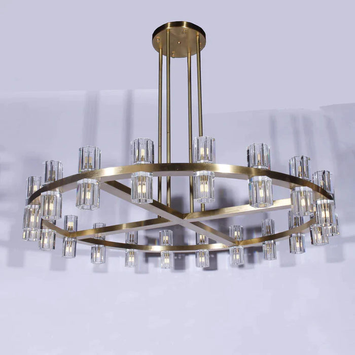 Round 1/2-Tier Brass/Black/Chrome Rings Crystal Chandelier for Hotel/Restaurant/Living Room