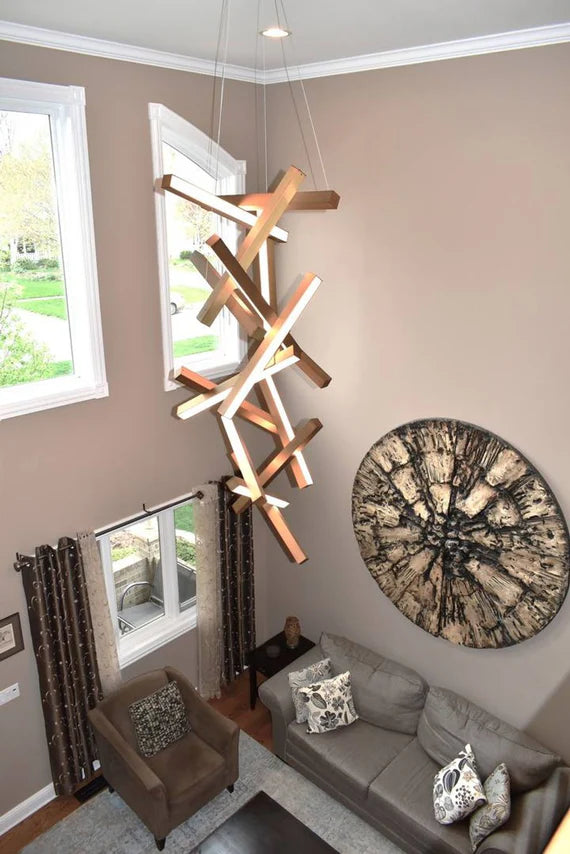 Lampadario geometrico verticale moderno per scale/ingresso/soffitti alti 