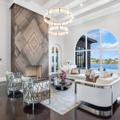 Modern Light Luxury Two-Tier Glass Ring Chandelier