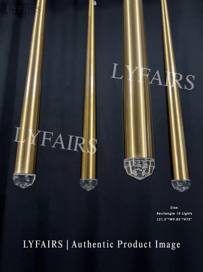 Minimalist Staircase Ceiling Lighting Fixture Foyer Pendant Chandelier In Gold Brass Finish