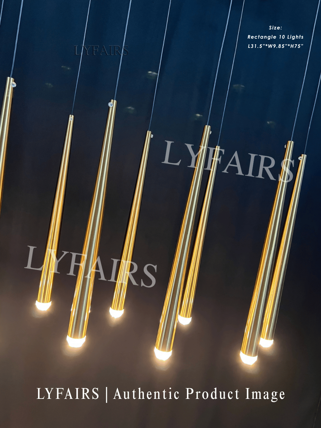 Minimalist Staircase Ceiling Lighting Fixture Foyer Pendant Chandelier In Gold Brass Finish