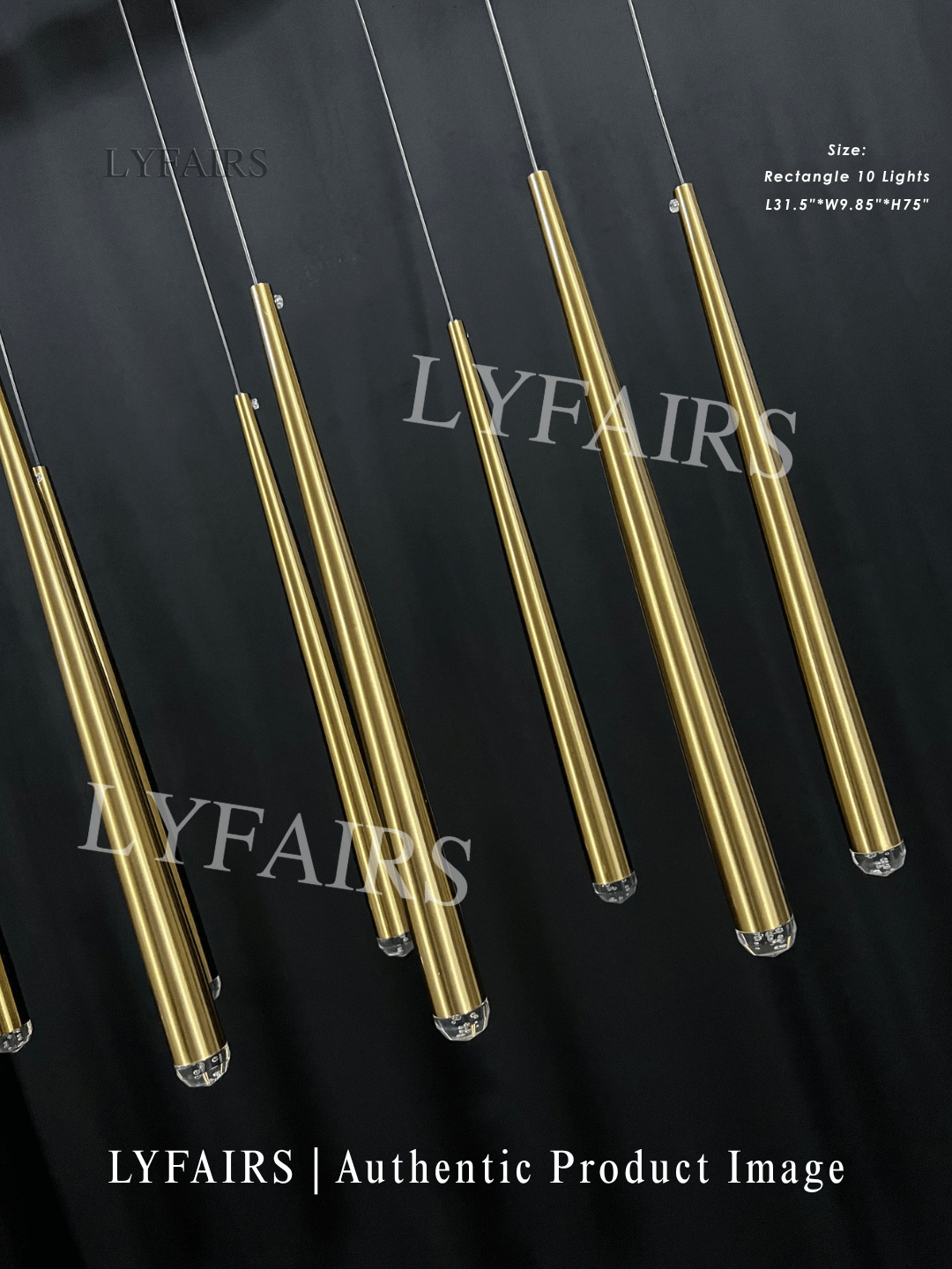 Minimalist Staircase Ceiling Lighting Fixture Foyer Pendant Chandelier In Gold Brass Finish